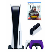 PS5 (ПС5) Игровая приставка Sony PlayStation 5 ( 3-я ревизия) + 2-й геймпад(фиолетовый) + зарядное +Wither