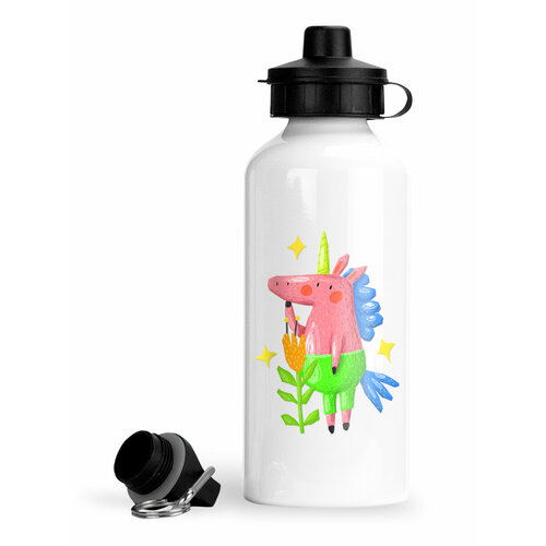 фото Спортивная бутылка розовый единорог в салатовых шортах luzimuzi