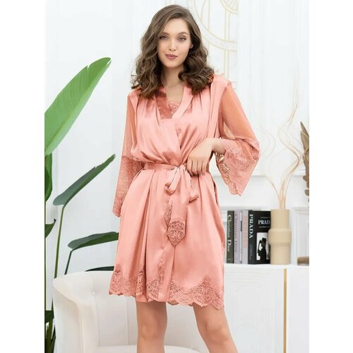 фото Халат mia-amore, размер 2xl/3xl, розовый