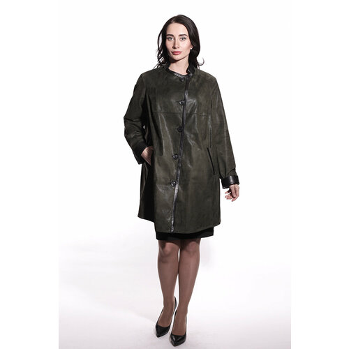 фото Кожаная куртка valentini, размер 48, зеленый