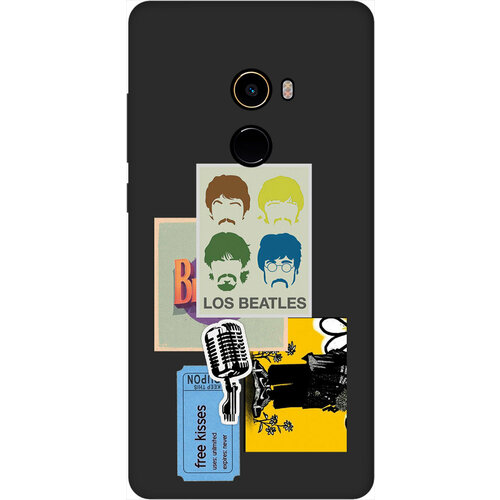 Матовый Soft Touch силиконовый чехол на Xiaomi Mi Mix 2, Сяоми Ми Микс 2 с 3D принтом Beatles Stickers черный матовый чехол cute stickers для xiaomi mi mix 2 сяоми ми микс 2 с 3d эффектом черный