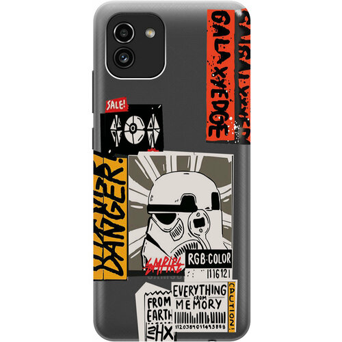 Силиконовый чехол на Samsung Galaxy A03, Самсунг А03 с 3D принтом Stormtrooper Stickers прозрачный силиконовый чехол на samsung galaxy a03 core самсунг а03 кор с 3d принтом stormtrooper stickers прозрачный