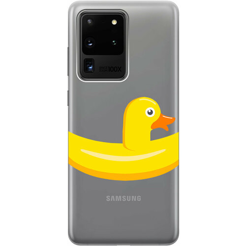 Силиконовый чехол на Samsung Galaxy S20 Ultra, Самсунг С20 Ультра с 3D принтом Duck Swim Ring прозрачный силиконовый чехол на samsung galaxy note 20 ultra самсунг ноут 20 ультра с 3d принтом duck swim ring прозрачный