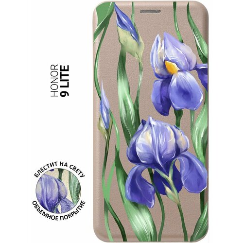 Чехол-книжка на Honor 9 Lite, Хонор 9 Лайт с 3D принтом Amazing Irises золотой чехол книжка на honor 10 хонор 10 с 3d принтом amazing irises золотой