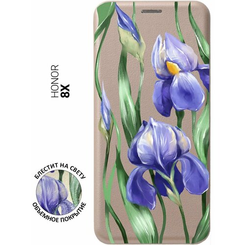 Чехол-книжка на Honor 8X, Хонор 8Х с 3D принтом Amazing Irises золотой чехол книжка на honor 8x хонор 8х с 3d принтом amazing asters золотистый