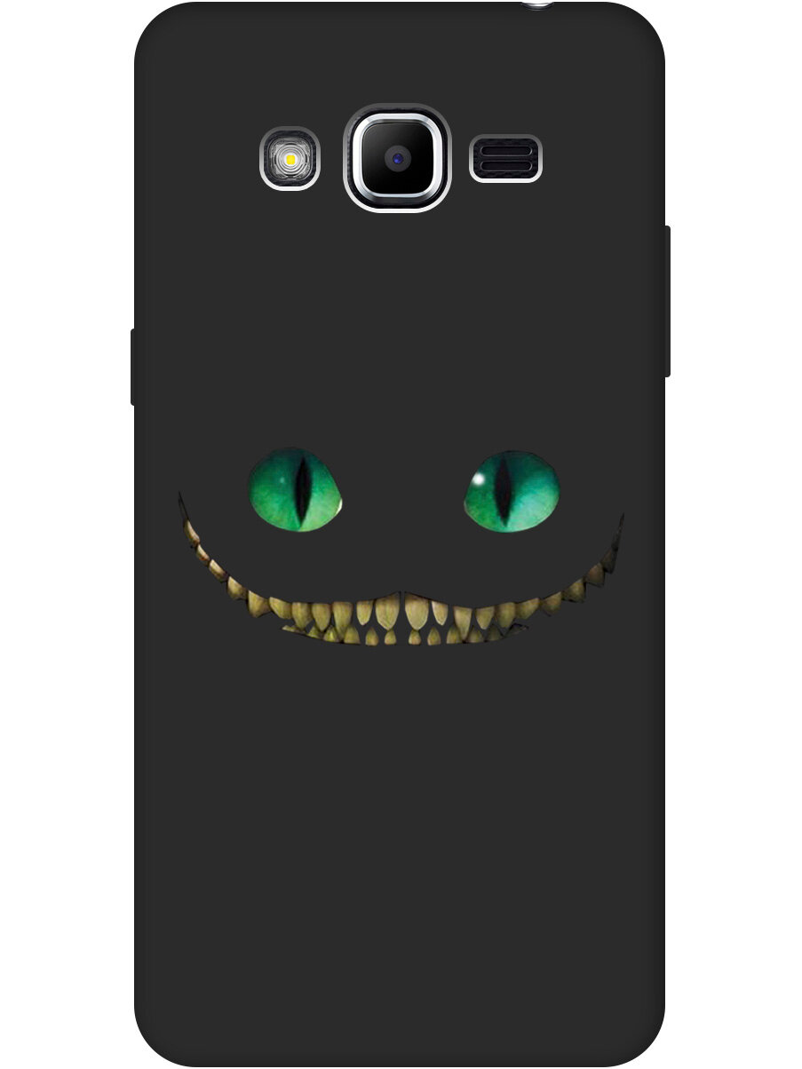 Матовый Soft Touch силиконовый чехол на Samsung Galaxy J2 Prime, Самсунг Джей 2 Прайм с 3D принтом "Cheshire Cat" черный