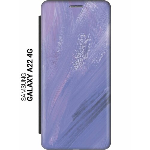 Чехол-книжка на Samsung Galaxy A22, M32, M22, Самсунг А22, М32, М22 c принтом Сиреневые мазки черный чехол книжка на samsung galaxy a22 m32 m22 самсунг а22 м32 м22 с 3d принтом сиреневые одуванчики золотой