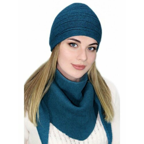 фото Шапка lemmex комплект "элая" косынка, размер 59-60, зеленый