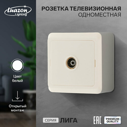 Розетка телевизионная одноместная Luazon Lighting Лига, накладная, белая