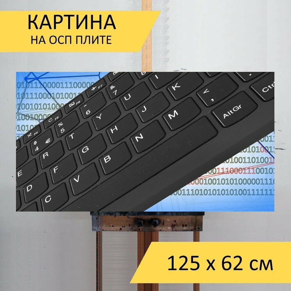 Картина на ОСП 125х62 см. "Коммуникация, интернет, информационные технологии" горизонтальная, для интерьера, с креплениями