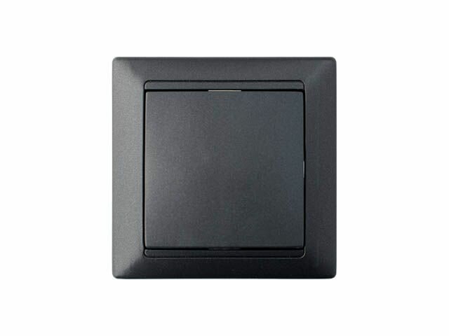 фото Выключатель 1 клав. с самовозвратом (скрытый, 10А) графит, Стиль, Byletrica (С1 10-896гр) (BYLECTRICA)