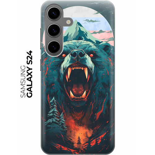 фото Силиконовый чехол на samsung galaxy s24 / самсунг с24 с рисунком "медведь и флаг россии" bestluck