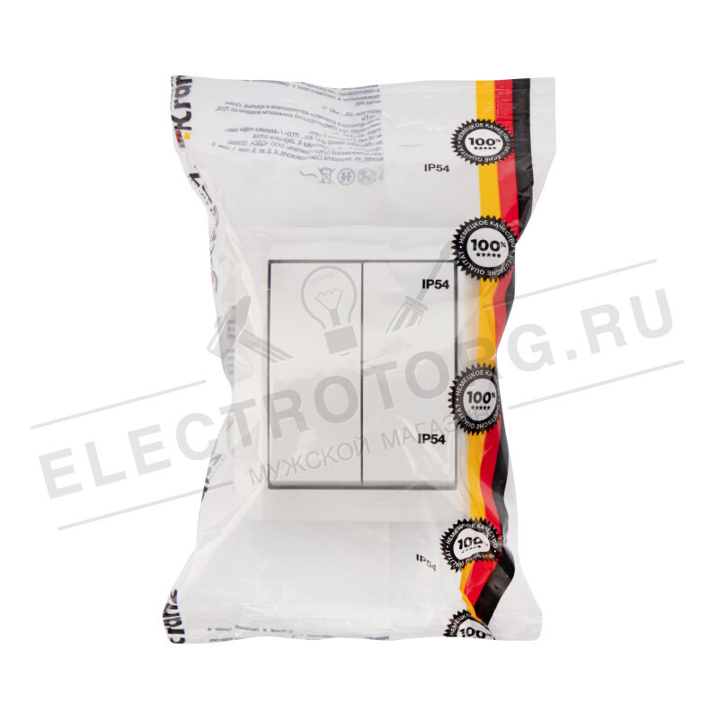 KR-78-0832 KRANZ Выключатель двухклавишный INDUSTRIAL IP54, о/у, белый - фото №15