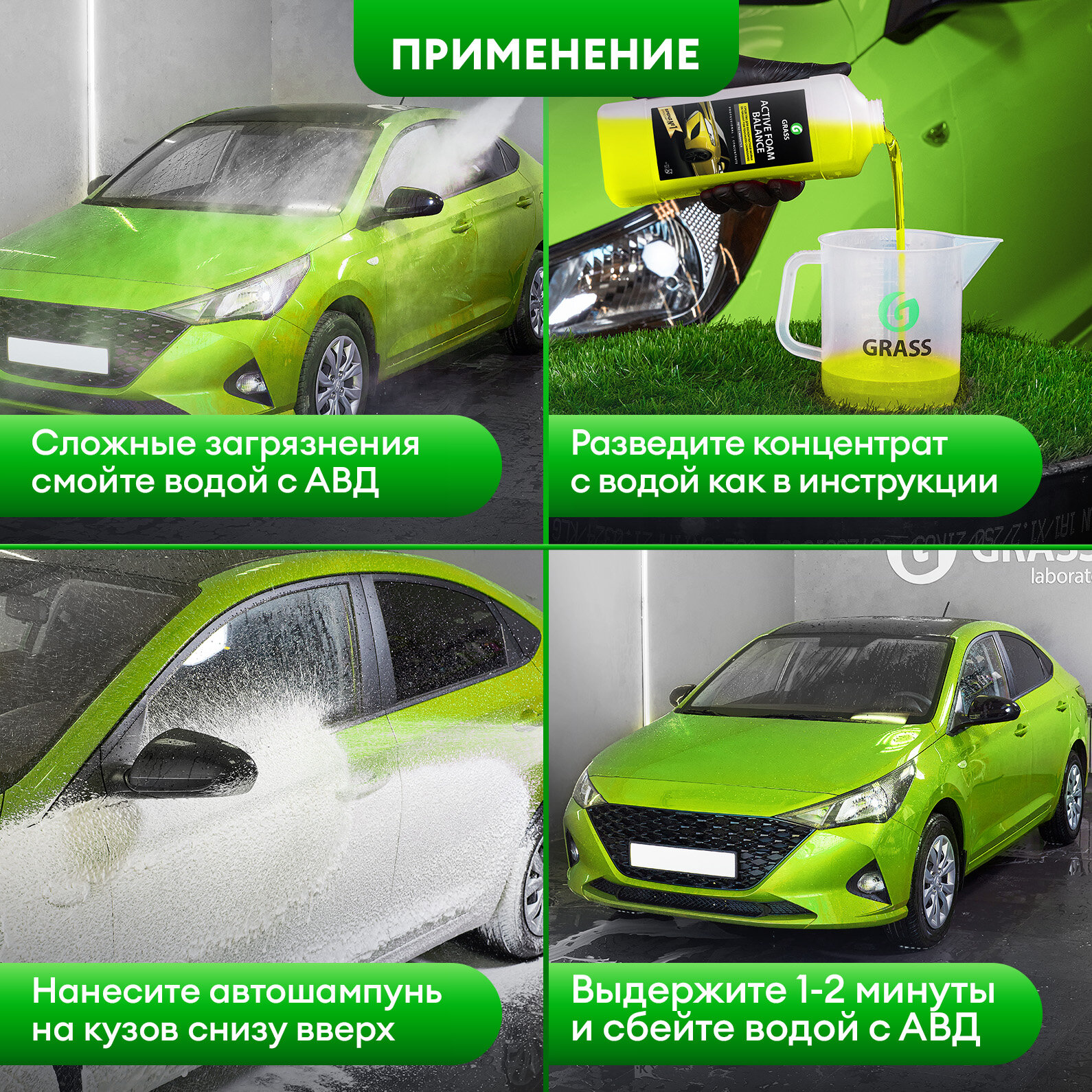 Автошампунь для бесконтактной мойки Grass Active Foam Balance, 1л