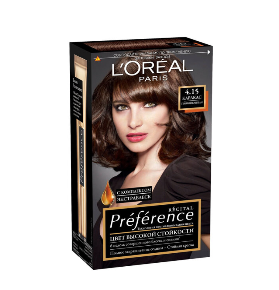 Краска для волос Loreal Paris recital Preference 4.15 Каракас темный каштан ЛОРЕАЛЬ - фото №7