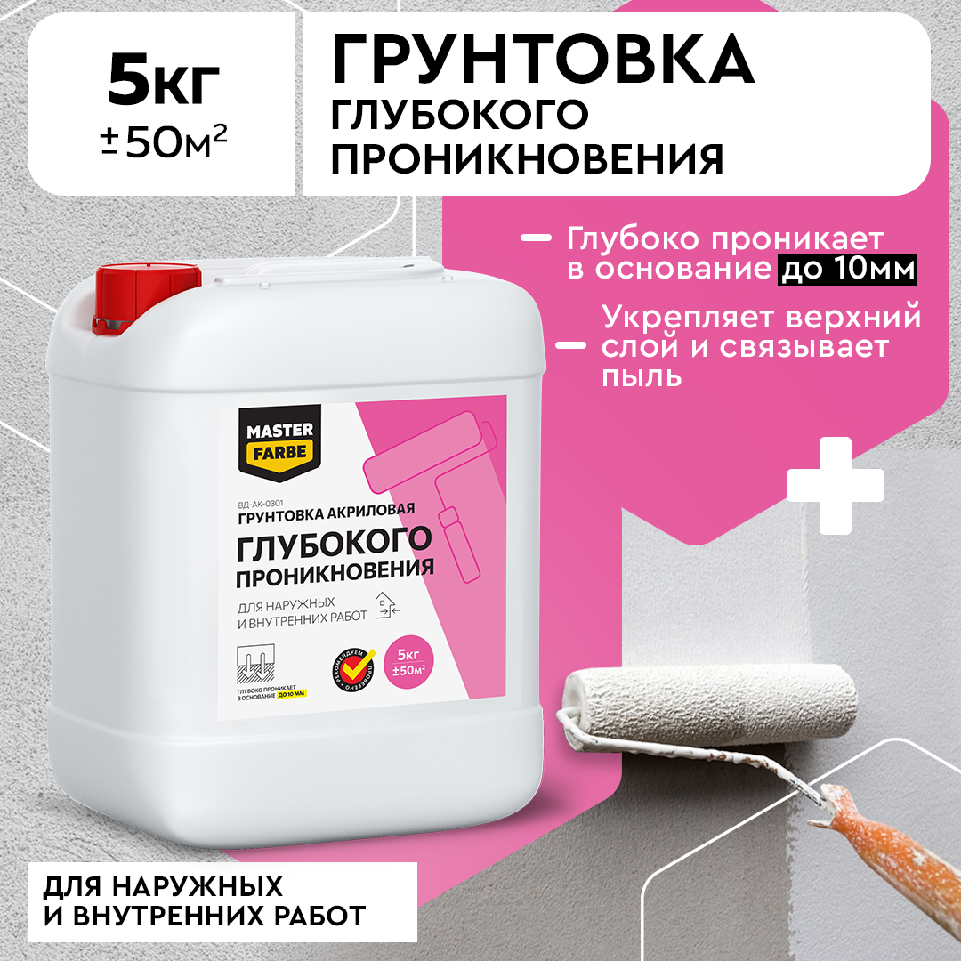 Грунт глубокого проникновения для наружных и внутренних работ MASTER FARBE 5 кг