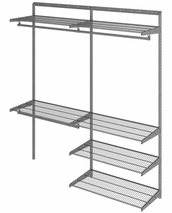 Гардеробная система хранения практик Optima G180 графит 2050x1900x450 мм 6 полок