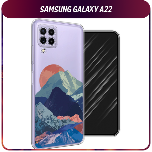 Силиконовый чехол на Samsung Galaxy A22 / Самсунг Галакси А22 Закат в снежных горах, прозрачный