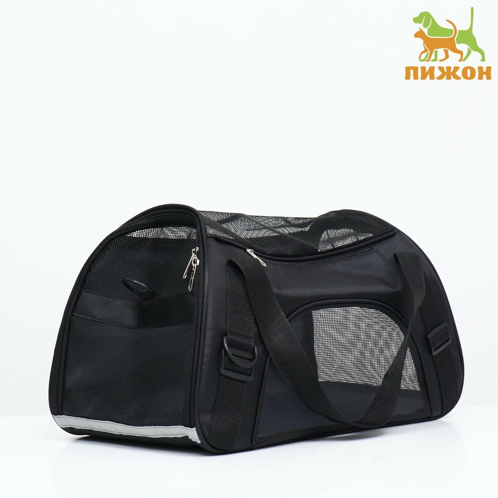 фото Сумка-переноска сетчатая, 48 х 26 х 31 см, черная