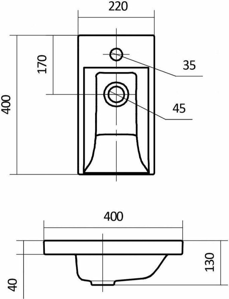 Раковина накладная SANTEK Миранда 1WH302500 40 см