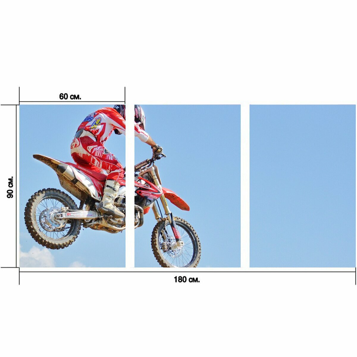 Модульный постер "Велосипед грязи, мотокросс райдер, экстремальные виды спорта" 180 x 90 см. для интерьера