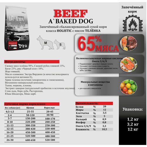 Сухой корм для собак Acari Ciar A Baked Dog Beef 1,2 кг ( мини гранула )