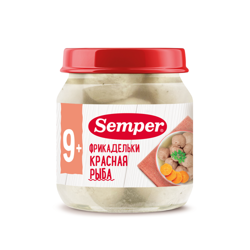 Пюре мясное детское Semper с 8 месяцев, Фрикадельки Красная рыба, 100 г фрикадельки semper из индейки с 8 месяцев 100г