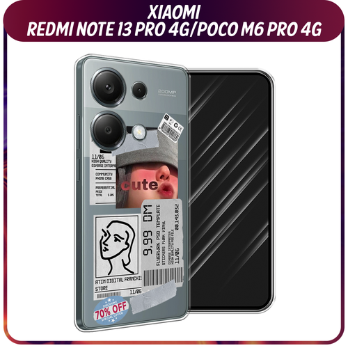 Силиконовый чехол на Xiaomi Redmi Note 13 Pro 4G/Poco M6 Pro 4G / Сяоми Редми Нот 13 Про 4G/Поко М6 Про 4G Cute girl collage, прозрачный силиконовый чехол на xiaomi redmi note 13 pro 4g poco m6 pro 4g сяоми редми нот 13 про 4g поко м6 про 4g зеленоглазый чеширский кот