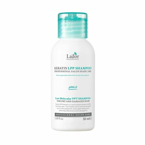 Lador Keratin LPP Безсульфатный профессиональный шампунь для волос с кератином, 50 мл безсульфатный шампунь для волос с кератином lador keratin lpp shampoo