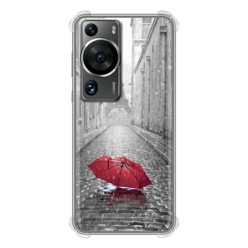 фото Дизайнерский силиконовый с усиленными углами чехол для Хуавей П60 Про / Huawei P60 Pro