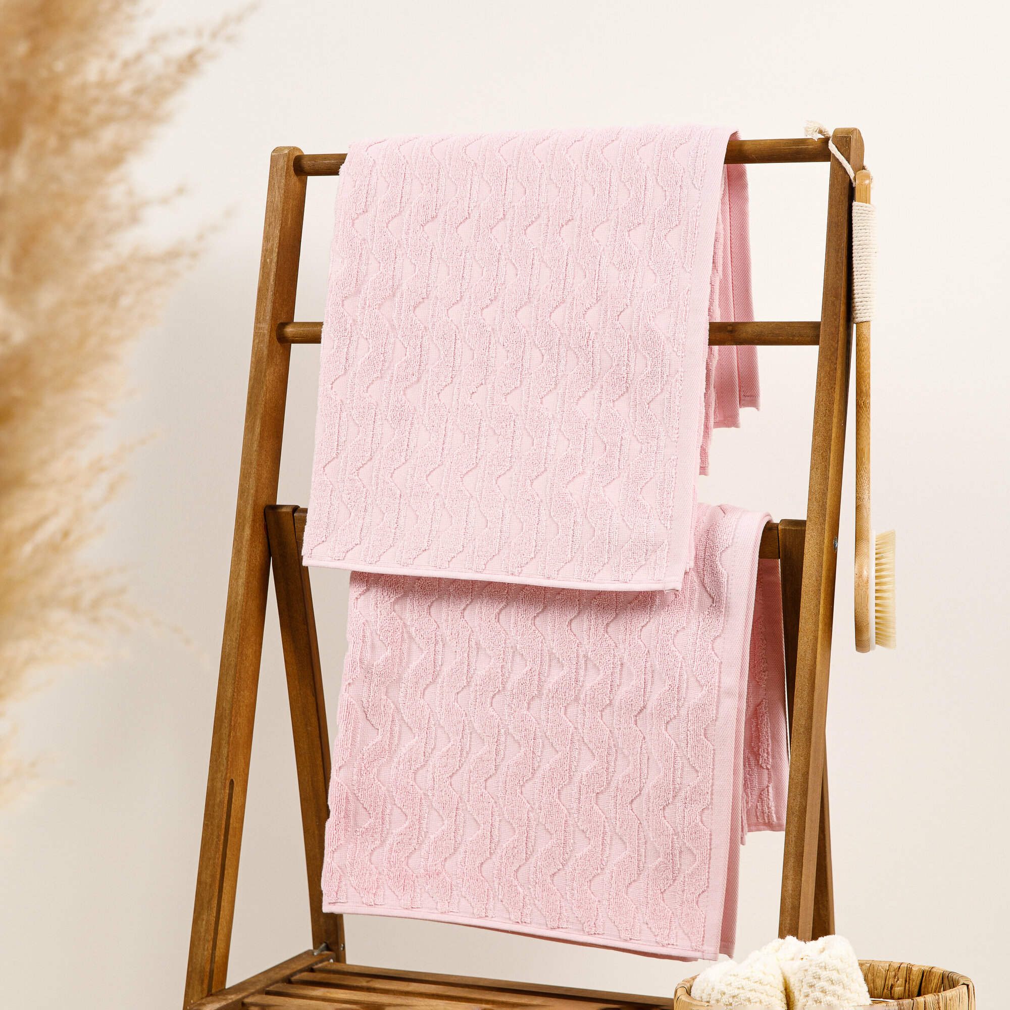 Набор полотенец WINDSLOW Waves 70x140 см, 2 штуки, розовый цвет - фотография № 4