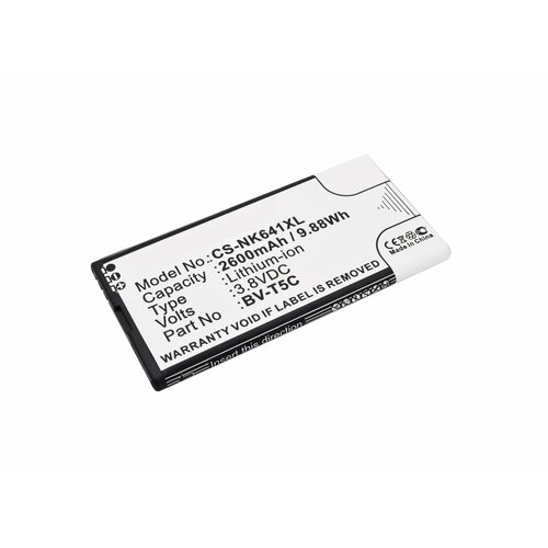 Аккумулятор CS-NK641XL BV-T5C для Microsoft Lumia 640 3.8V / 2600mAh / 9.88Wh аккумулятор для телефона microsoft lumia 650 bv t3g