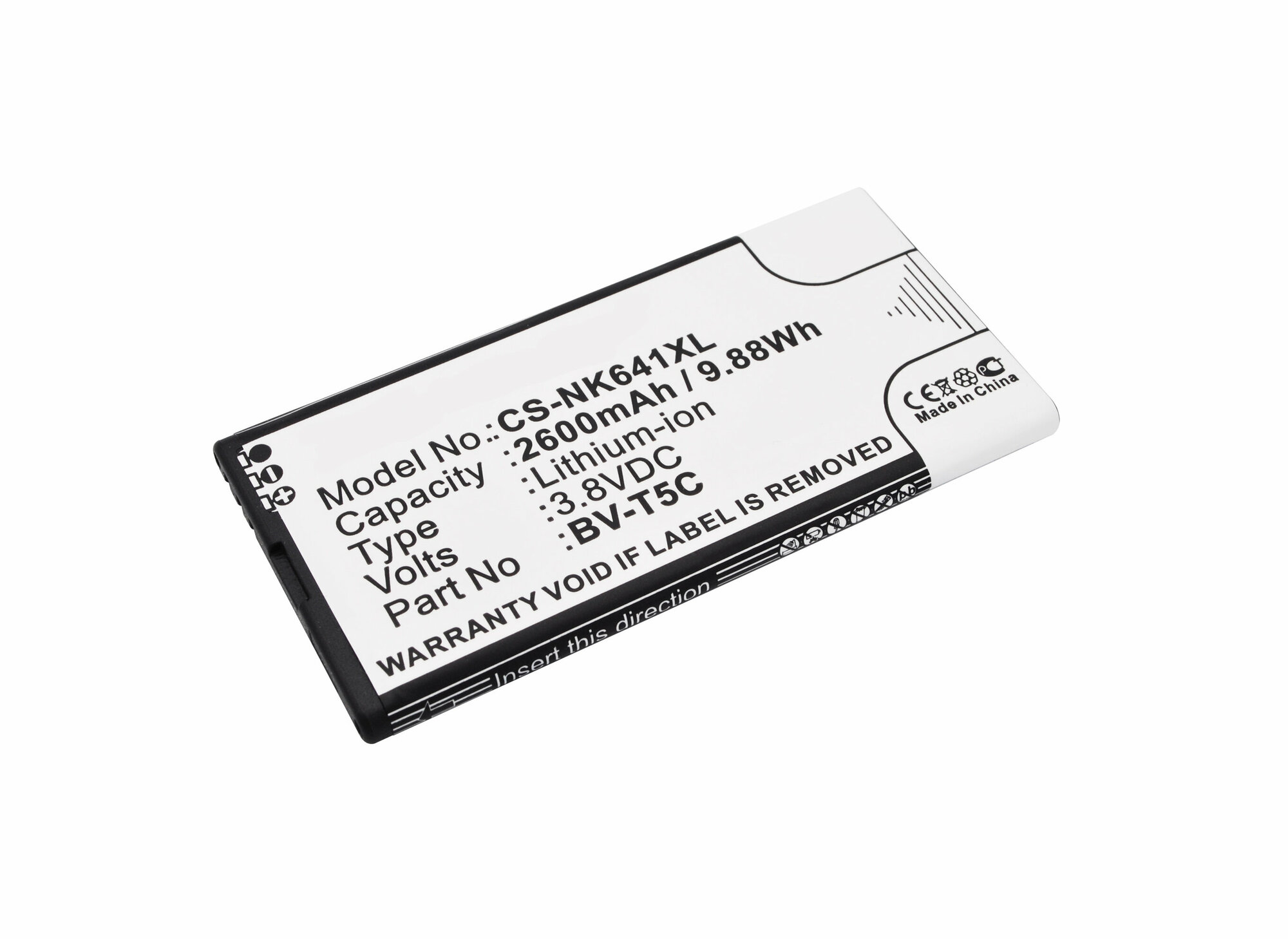 Аккумулятор CS-NK641XL BV-T5C для Microsoft Lumia 640 3.8V / 2600mAh / 9.88Wh