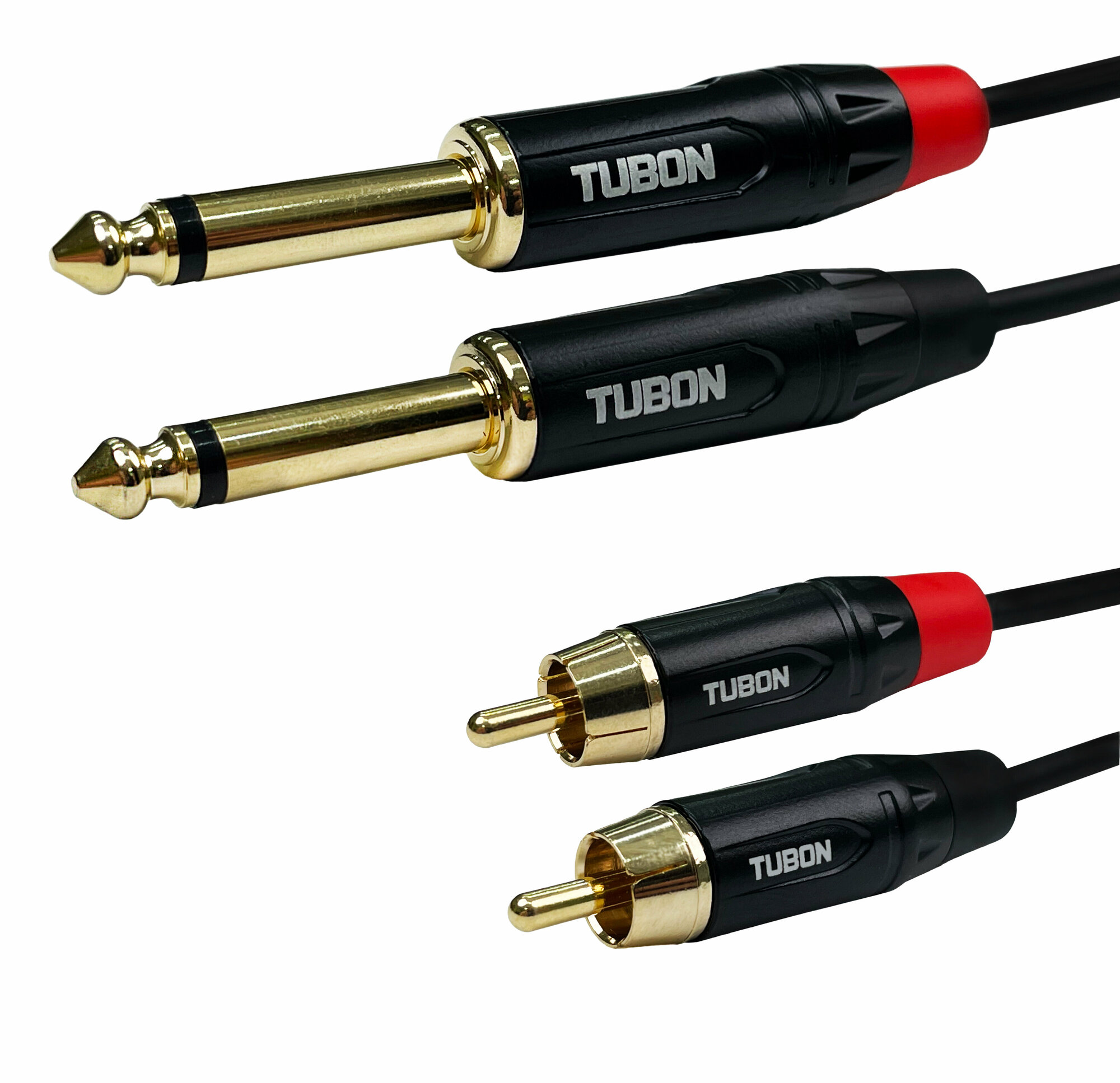 Кабель TUBON Аудио межблочный 2 x 6.3 мм jack (M) Mono - 2 x RCA (M) OD4.0 ПВХ 2J2R001 1.5м