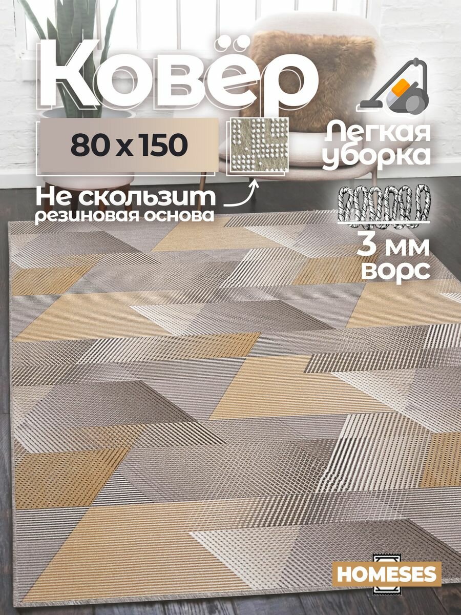 фото Ковер на пол резиновая основа в гостиную 80х150