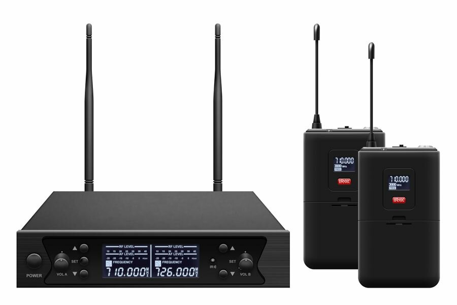 Радиосистема Axelvox Микрофонная с DSP [DWS7000HT (LT Bundle)] UHF 710-726 MHz, 100 каналов, LCD дисплей, 2х ИК порт, 2x поясных передатчика,