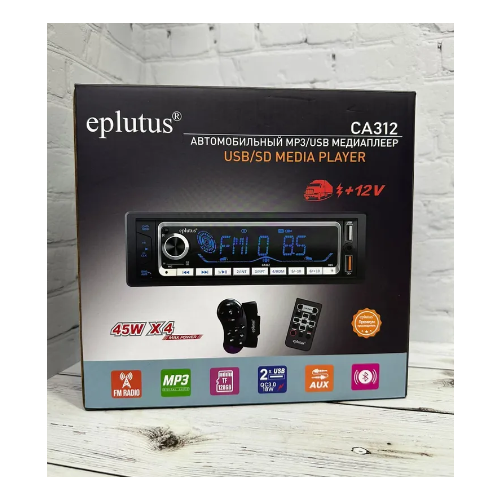 фото Автомагнитола 1 din с led дисплеем eplutus ca312, 45wx4, 2xusb, aux, bluetooth 5.0