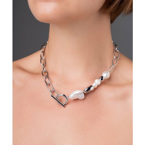 Цепь, длина 50 см, бесцветный, серебряный