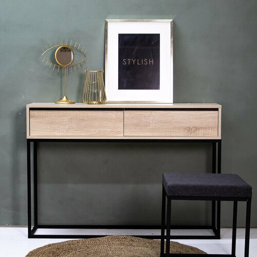 Тумба с ящиками, Черный муар, ЛДСП (Дуб Сонома)