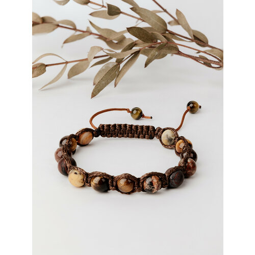фото Браслет, тигровый глаз, агат, яшма, 1 шт., размер 17 см, размер one size, коричневый ип чепикова мл