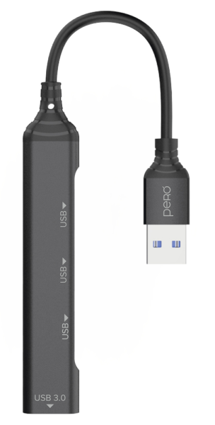 USB-A Разветвитель Pero MH01 4в1 Серый