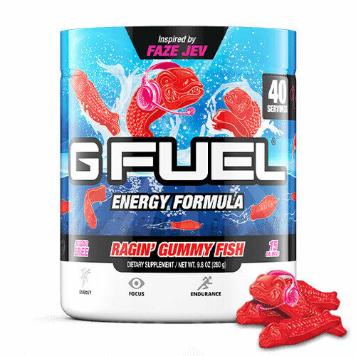 Сухой энергетик GFUEL Ragin' Gummy Fish Inspired by FaZe Jev (Мармеладные рыбки), 40 порций, 280 г