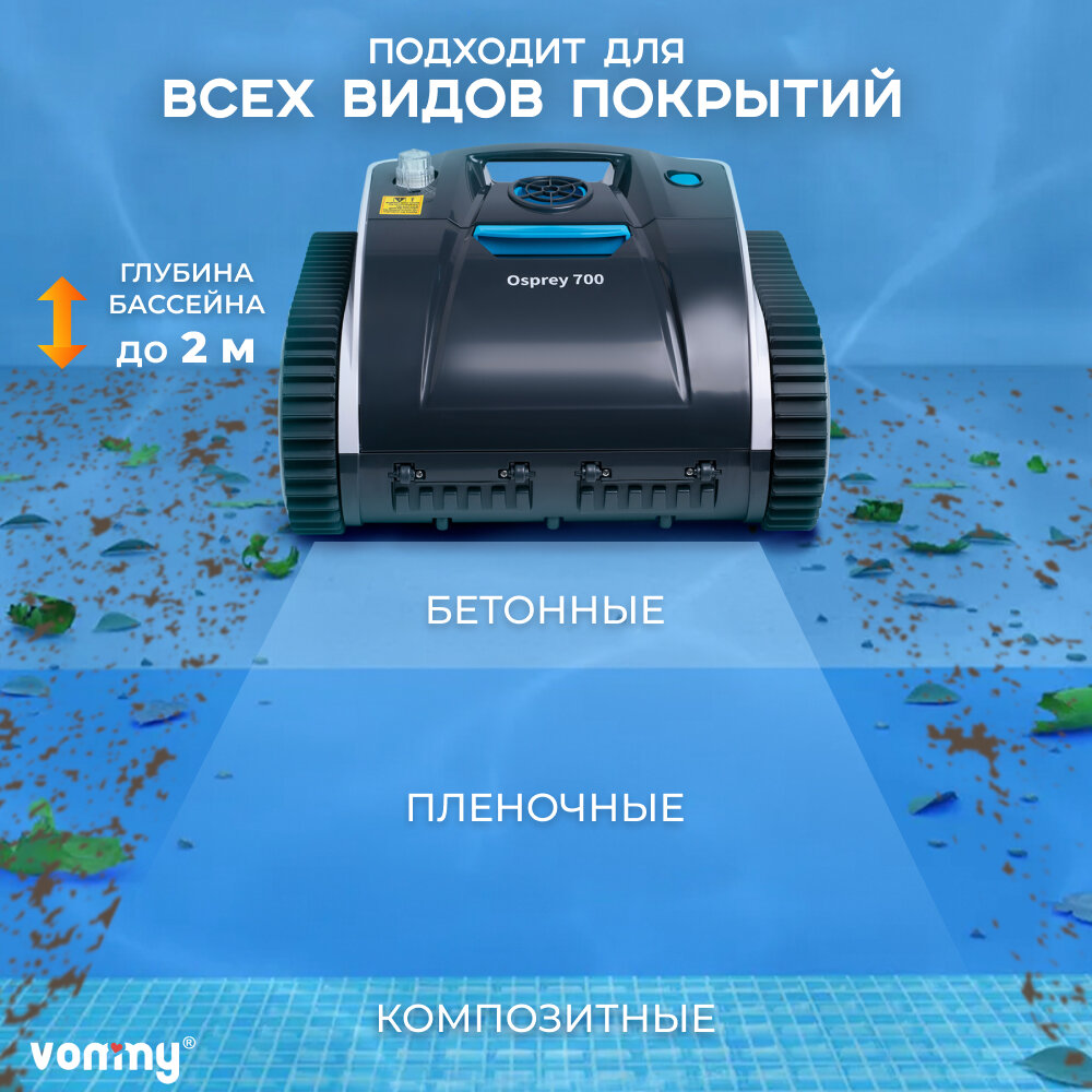 Аккумуляторный робот пылесос для бассейна с фильтром аксессуар для чистки и ухода дна и стенок бассейна, беспроводной робот пылесос до 150 кв. м — фото 1