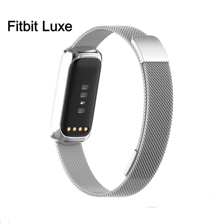 Миланский, сменный, ремешок-браслет MyPads Milanese для умных смарт-часов Fitbit Luxe из нержавеющей стали, с магнитным замком и быстросъемный, сер.