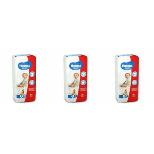 Huggies Подгузники Classic Soft Dry Дышащие 5 размер (11-25 кг), 11 шт - 3 уп