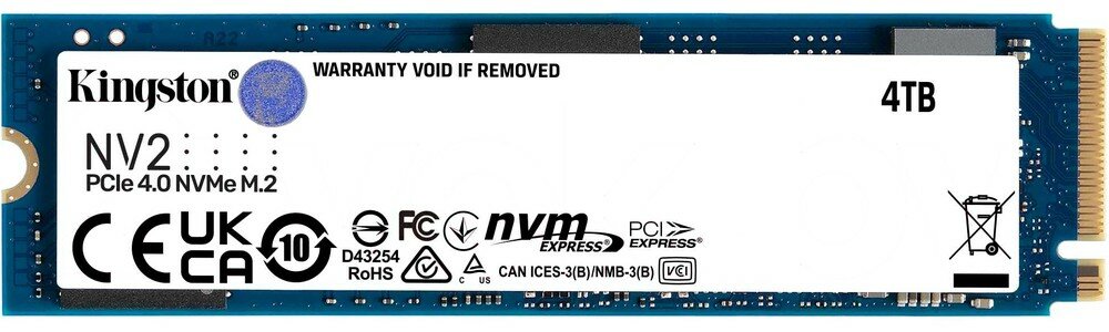 Накопитель SSD Kingston PCI-E 4.0 x4 4TB SNV2S/4000G NV2 M.2 2280 — фото 1