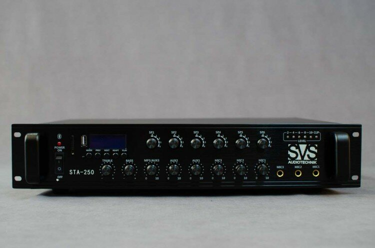 SVS Audiotechnik STA-250 (Микшер-усилитель трансляционный (радиоузел), 6 зон, Мощность 250 Вт, 40-18000Гц, MP3, FM, USB, SD, Bluetooth)