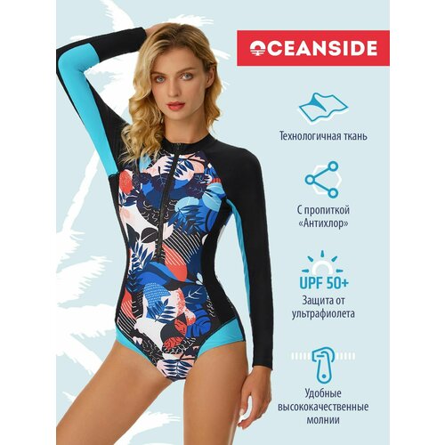 фото Купальник oceanside, размер xl, черный, синий, бирюзовый