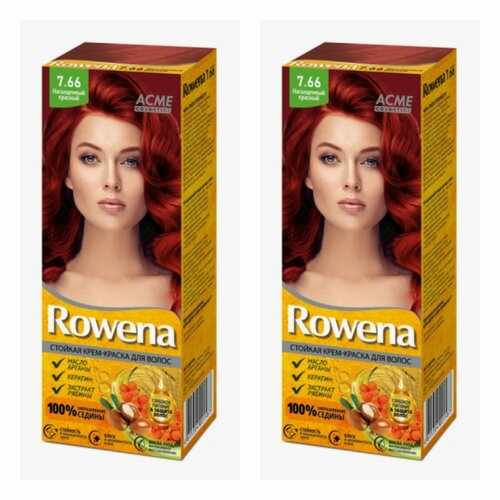 Стойкая крем-краска для волос Rowena, тон 7.66 насыщенный красный, 115 мл, 2 шт.