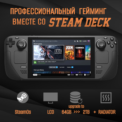 Игровая приставка Valve Steam Deck LCD 2 ТБ SSD с дополнительным радиатором SSD